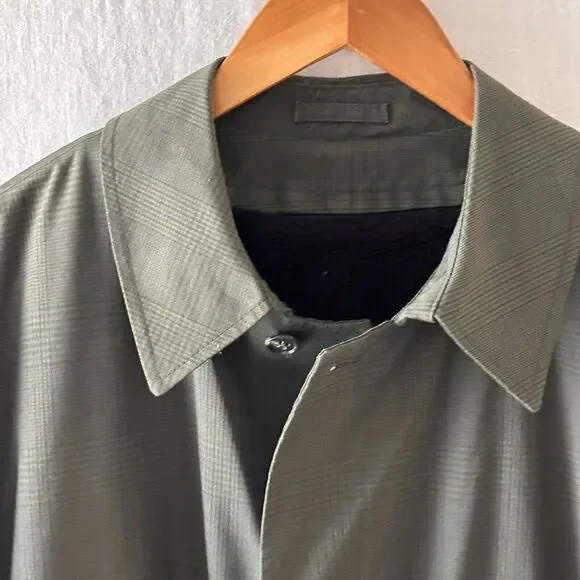 Vintage Trench Coat 46 Long Gray Plaid Fleece Lined Richman Brothers Jacket